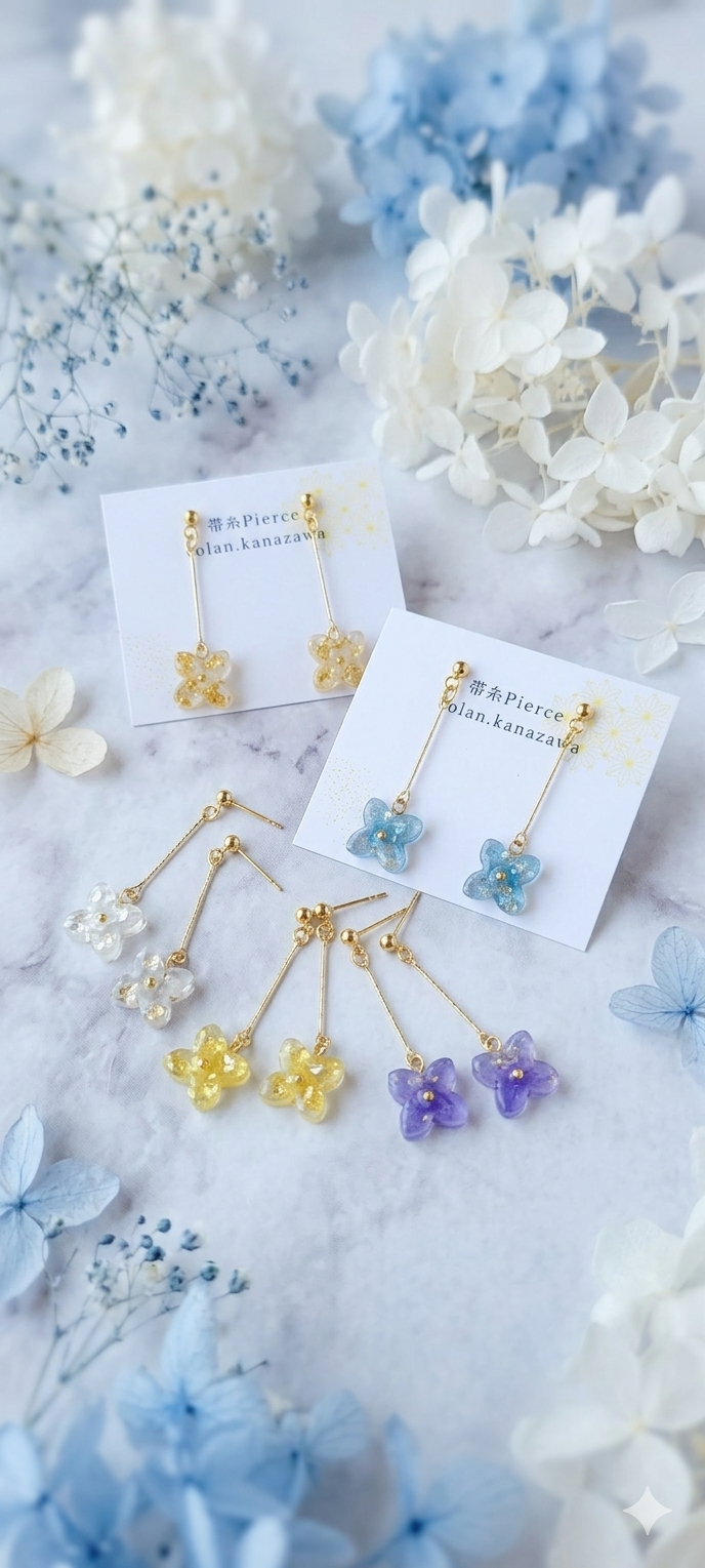 花型ピアス グリーン
